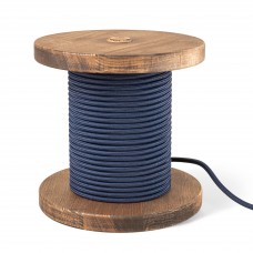 Dark blue fabric-braided cable