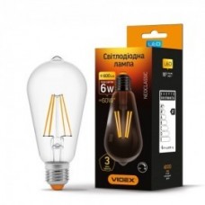 LED лампа ST64FD 6W E27 4100K 220V диммерная прозрачное стекло